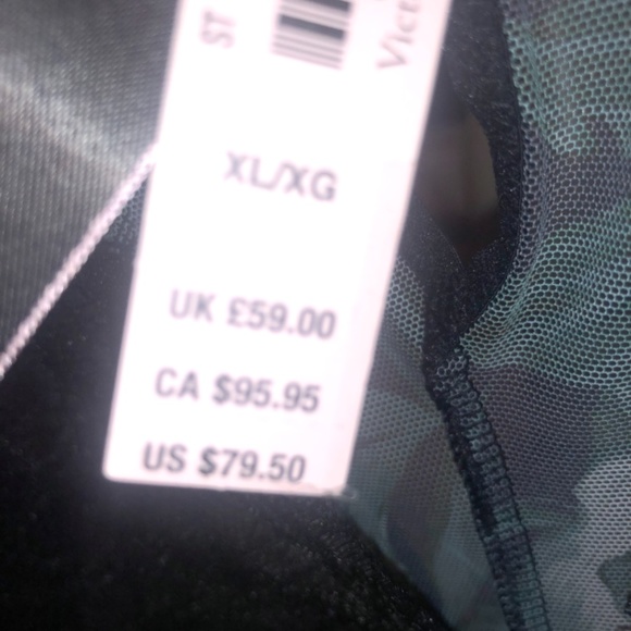 Victoria’s Secret Sheer Mesh & Lace Green Palm Shine Strap Thong Teddy XL NWT - Picture 7 of 7